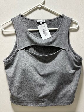 White Birch Grey Scoop Neck Top Sport Bra Removable Pads/Cups Size 1XL NWTS